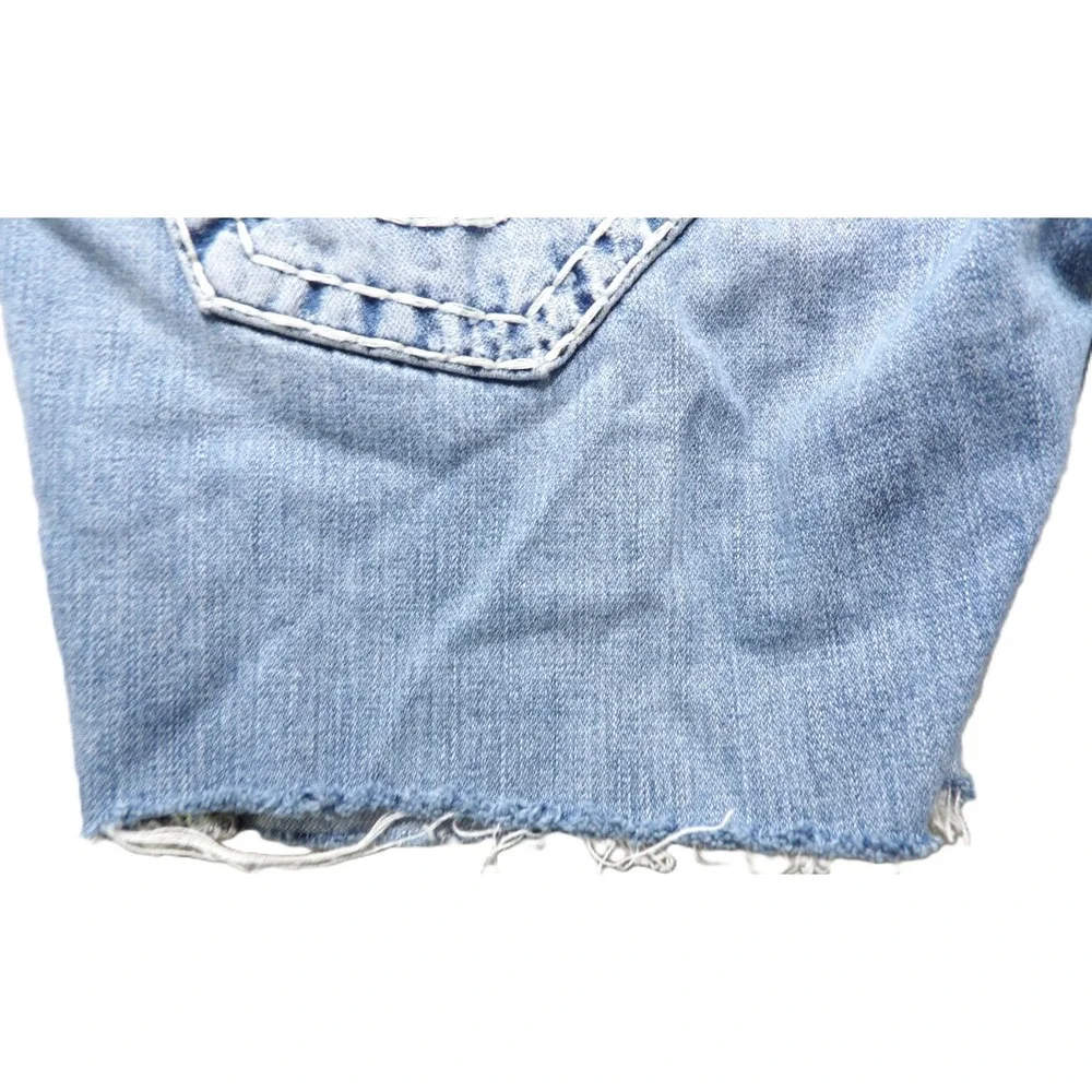 VTG Y2K True Religion Joey Super T Shorts Men 31 Distressed USA Light Wash Denim